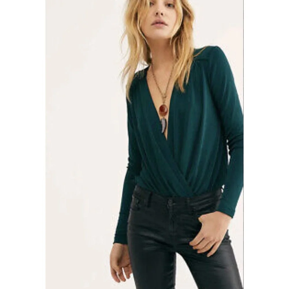 Free People IntimatelyWomen's Turnt Bodysuit‎ in Overboard Forest Green Womans S
